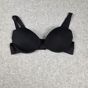 Juicy Couture Bra Womens 34B Black T Shirt Lightly Lined Padded Underwire Smooth